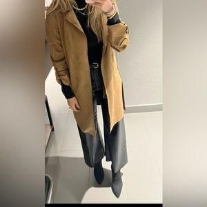 Wide leg cropped black leather pants